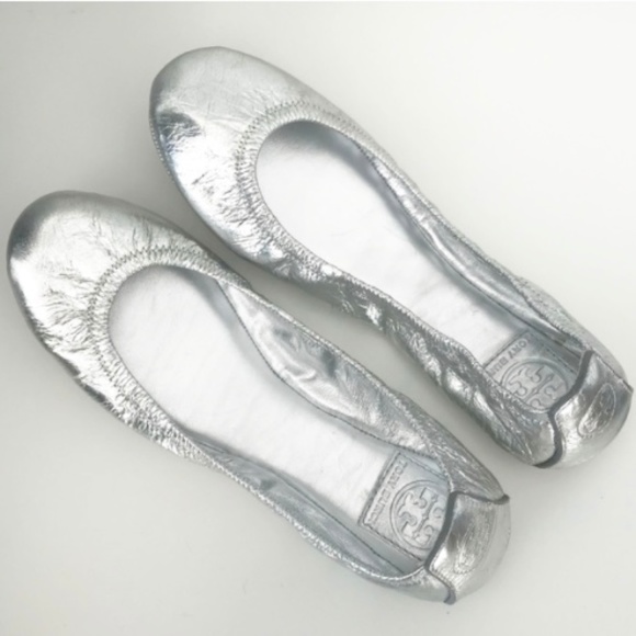 Tory Burch Shoes - Tory Burch Silver Ballet Flats Size 9